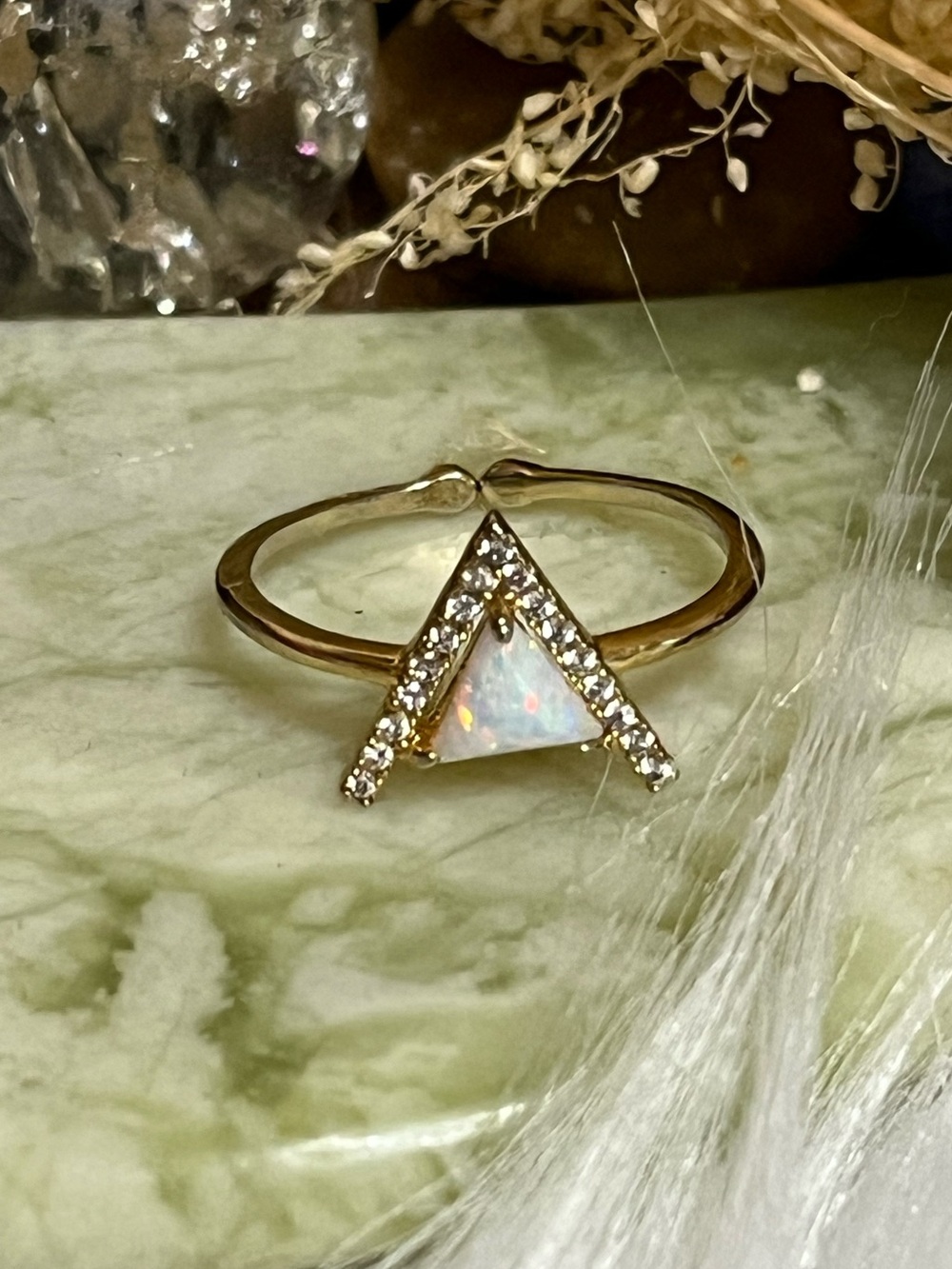 Opal Trillion Cut Ring
